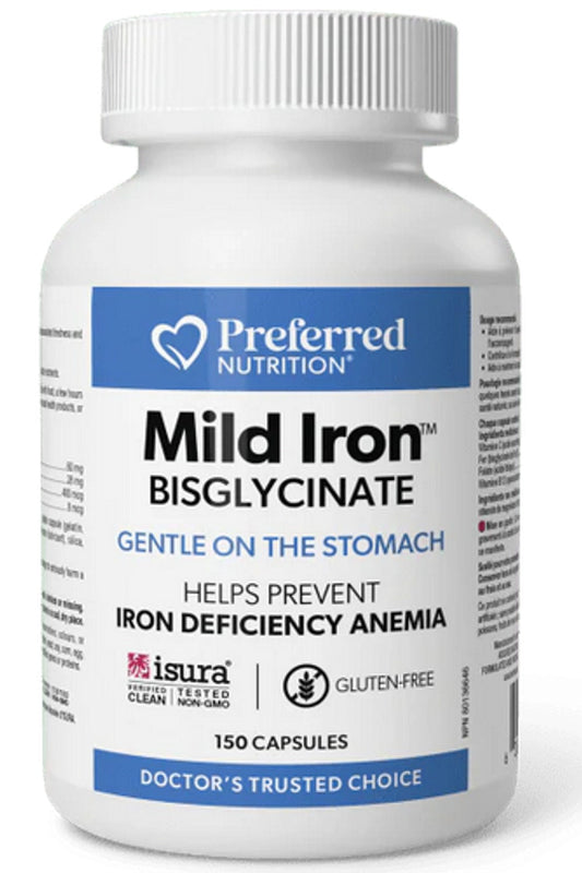 PREFERRED NUTRITION Mild Iron Bisglycinate (28 mg - 150 veg caps)