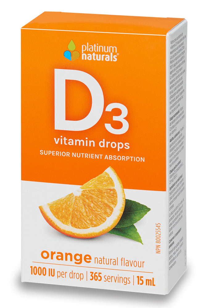 PLATINUM Vitamin D3 Drops (Orange - 1000 iu - 15 ml)